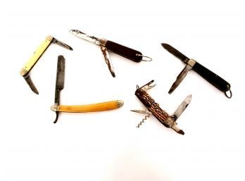 Lot Of Pocket Knives And Straight Razor Including Jowika Schrade Klein Craftsman And Denison Straight Razor