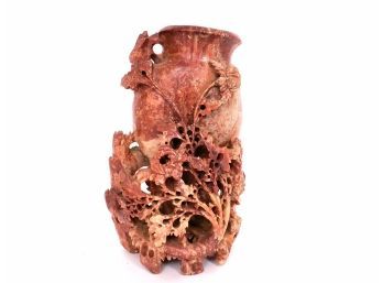 Intricate Soap Stone Carved Vase 6'
