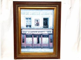 Framed French Scene Print On Canvas