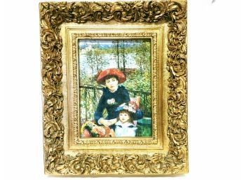 Copy Of Renoir Painting Two Sisters Oil On Board In Gorgeous Gesso Frame