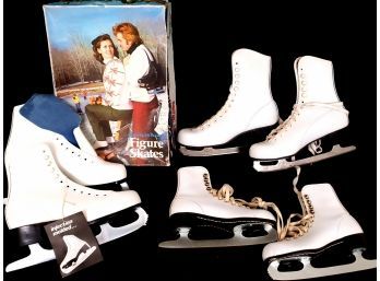 3 Pairs Of Women's Ice Skates Including American Rocket Figure Skaters Size 7 New Child Size 1 And Size 6