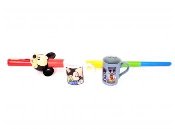 Disney Mickey Mouse Lot Including Extending Light Up Wand And 2 Mugs