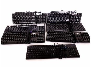 Lot Of 7 Computer Keyboards (wired) Including Dell And HP
