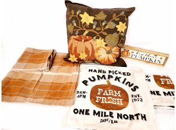 Fall Festive Large Throw Pillow With Interchangeable Pillow Case 2 Pairs Of Fall Pillow Cases And Sign