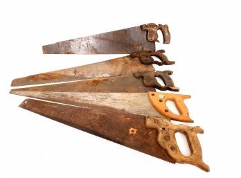 Lot Of 5 Vintage Saws Including Sandak And Disston