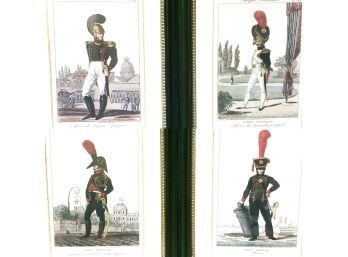 Collection Of 4 French Military Troops Color Engravings Framed By Trowbridge