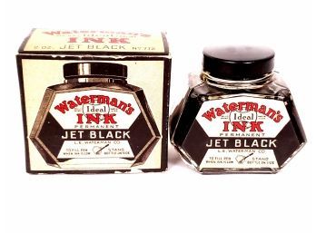 Vintage Waterman's Jet Black Permanent Ink No.772 2oz Full In Original Box