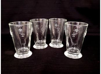 Set Of 4 French Fleur De Lis Glasses
