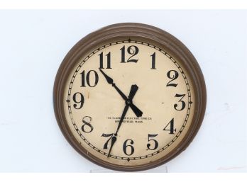Vintage/antique 'the Standard Electric Time Co Springfield Mass' Metal Electric Wall Clock