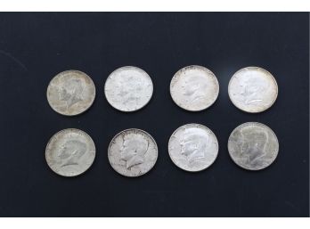 8 Silver Kennedy Half-dollars