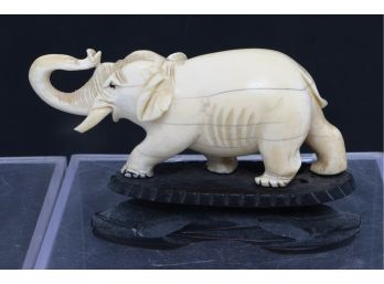 Vintage Animal Bone Elephant Carving