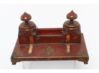 Antique 19th Century  Chinese Design Wood Inkwell