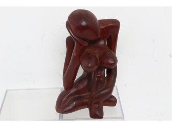Midcentury Style Wood Carving Of Siting Woman