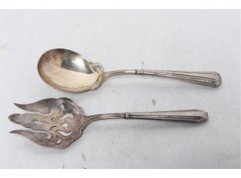 Set Of Vintage/antique Serving Pieces With Sterling Silver Handles