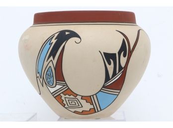 Vintage Native American Large Pottery Pot - Signed Aadam J.m