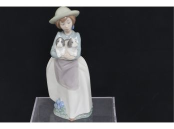 10' Nao By Lladro Girl With Puppies Porcelain Figurine