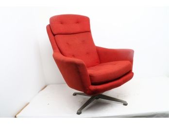 Allermuir Overman Mid-century Modern Swivel Pod Lounge Club Arm Chair Original Red Fabric With Label
