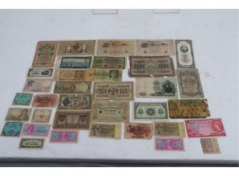 Group Of 33 Antique Paper Currency - Russian , German ,french, Chinese Etc