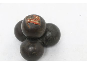Antique Paperweight Made From 3  Cannon Balls