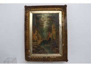 Antique 19th Century English Oil Painting - Signed H.w. Baker