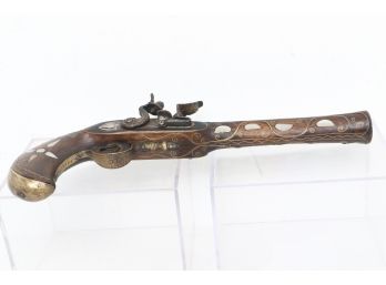 Antique Black Powder Gun  Inlayed With Mother Of Pearl And Other Metals (silver And Brass)
