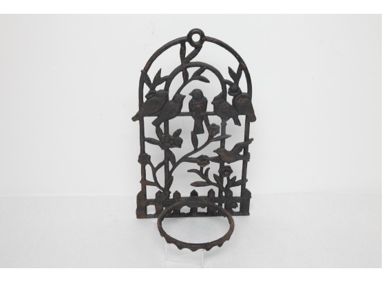 Antique/Vintage Wrought Iron Plant Holder With Bird Motif