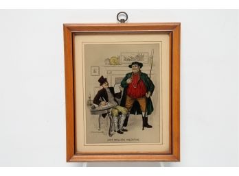 Antique Reverse Painted Victorian Framed Painting Titled 'SAM WELLERS VALENTINE'