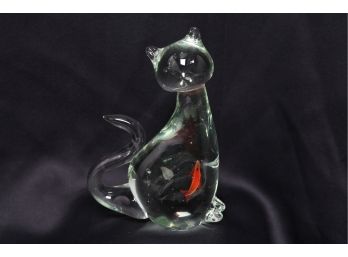 Vintage Glass Cat Who Ate The Goldfish