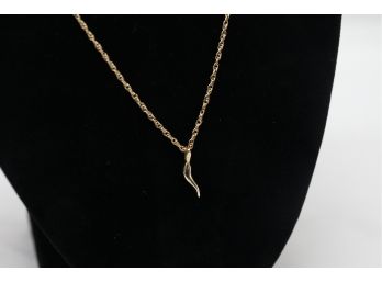 14 Karat Yellow Gold Necklace With Italian Horn Charm