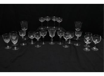 21 Pieces Of Antique Crystal Stemware - Hand Etches