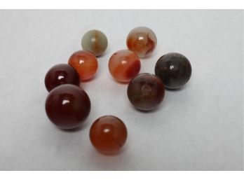 9 Antique Agate (Stone) Marbles