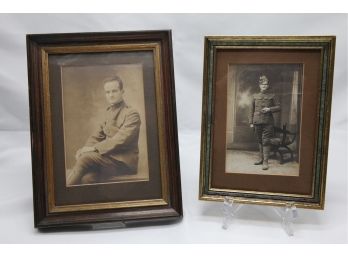 2 Antique WWI Framed Solider Photos ~ Dated 1918