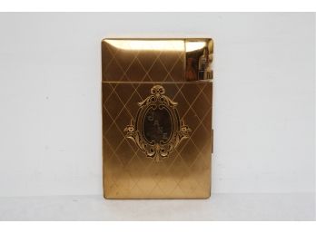 Vintage Mid-Century Brass Lighter & Cigarette Case