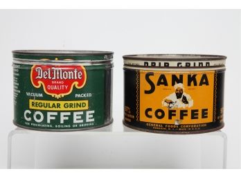 Vintage Sanka & Del Monte Coffee Advertising Tins