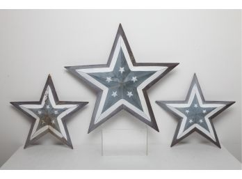 3 Outdoor Red White & Blue Stars