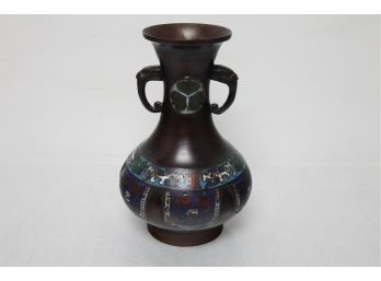 Antique Chinese 19th Century Bronze Cloisonn Vase