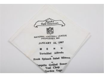 Vintage 1987 Rick's Cafe Americain NFL Cloth Napkin From Super Bowl Dinner XXI