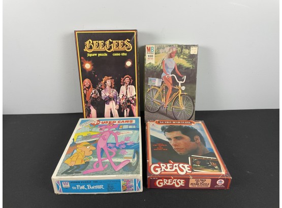 4 Vintage Puzzles - Bee Gees, Pink Panther, Grease, Barbie