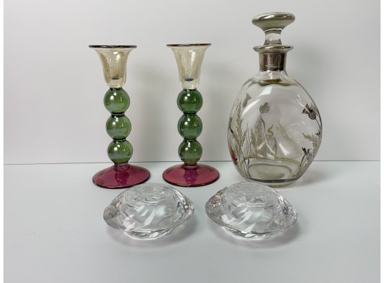 Art Glass And Silver Overlay Lot