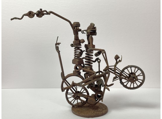 Signed Artist Created Studio Metal Art - Motor Cycle Biker