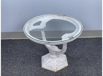 Small White Cast Iron Glass Top Table