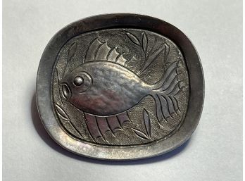 Modernist Sterling Fish Motiff Pin