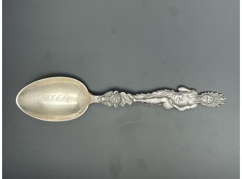 Native American Figure Sterling Silver Spoon - Engraved Sister
