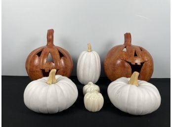 7 Ceramic Decorative Pumpkins