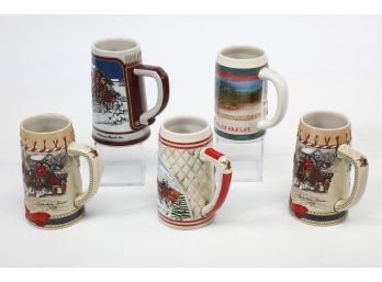 Group Of 5 Anheuser Bush  Beer Advertising Steins