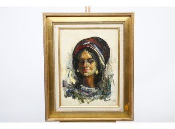 Oil On Canvas Painting Of A Woman Signed By Iranian Artis Ali-Sh