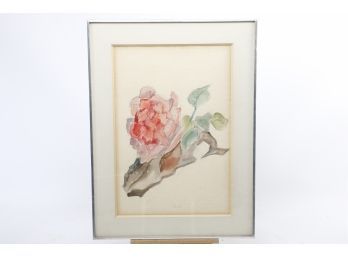 Abstract Floral Watercolor  On Paper / Framed  Signed BEA.