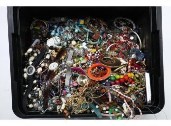43 Pounds Box Lot Of Assorted Costume Jewelry