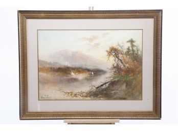 Hugo Fisher (Czech American, 1854-1916)  Landscape Watercolor