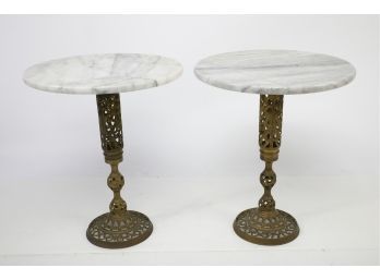 Carrara Marble And Brass Side Tables - 18x15